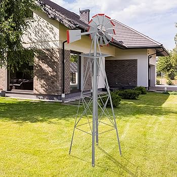 8FT Metal Windmill Spinner Backyard Garden Decoration